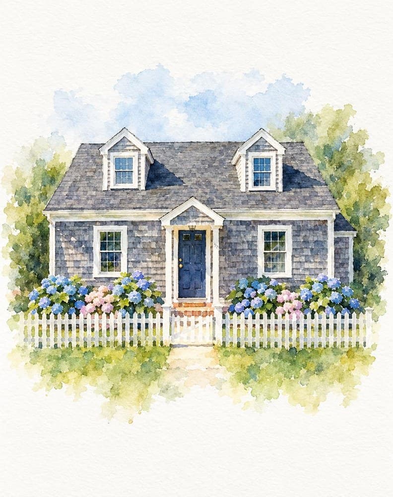 Watercolor portrait of a cape cod