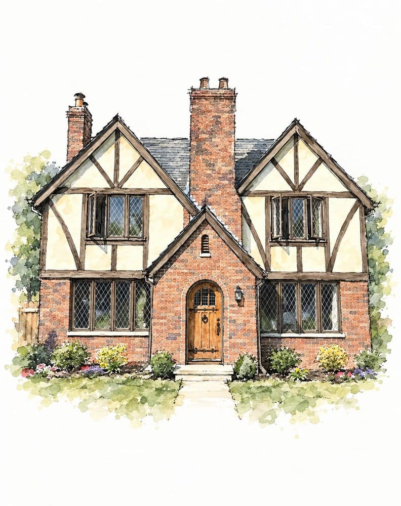 Ink & Color Wash portrait of a tudor